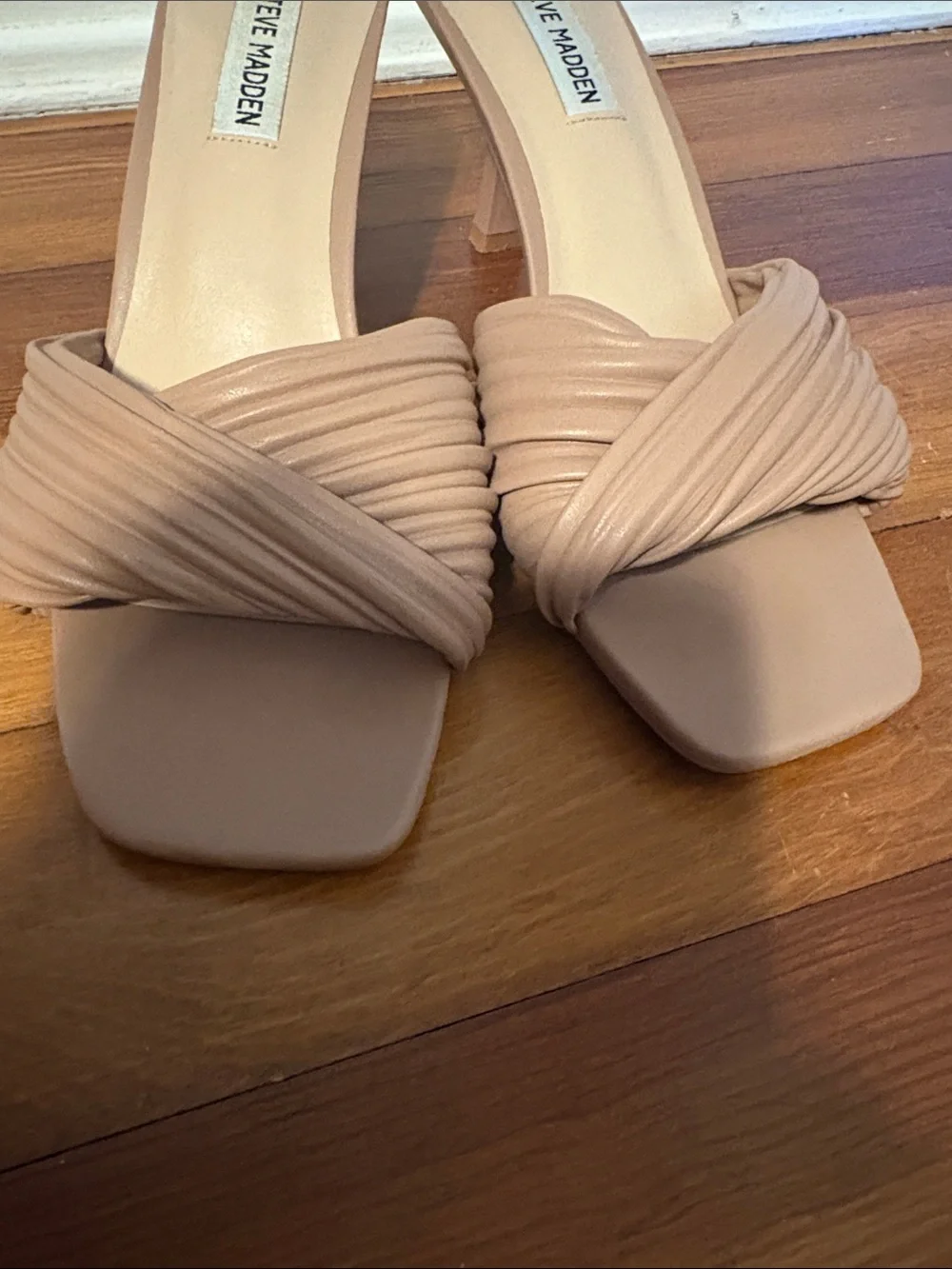 Steve Madden Taupe Braided Strap Kitten Heel Mules Size 9 - Picture 6 of 7